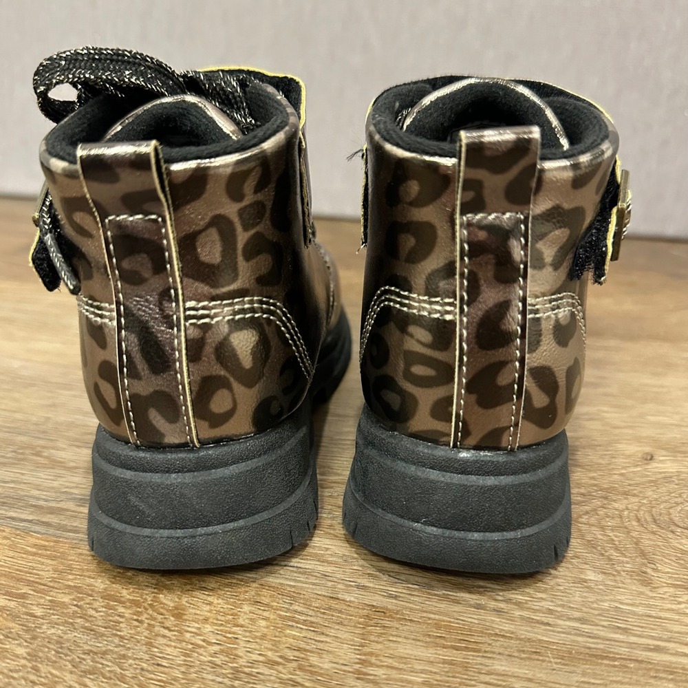 OshKosh B'gosh‎ Toddler Girls Leopard Combat Boots Size 8M Metallic Bronze - Picture 7 of 10